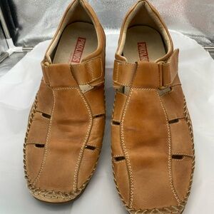 PIKOLINOS Men's Brown Leather Open Weave Loafers